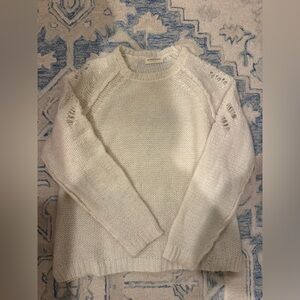 Mason Hotel Cozy Cream Knit Sweater - Minimal Open-Stitch Detail